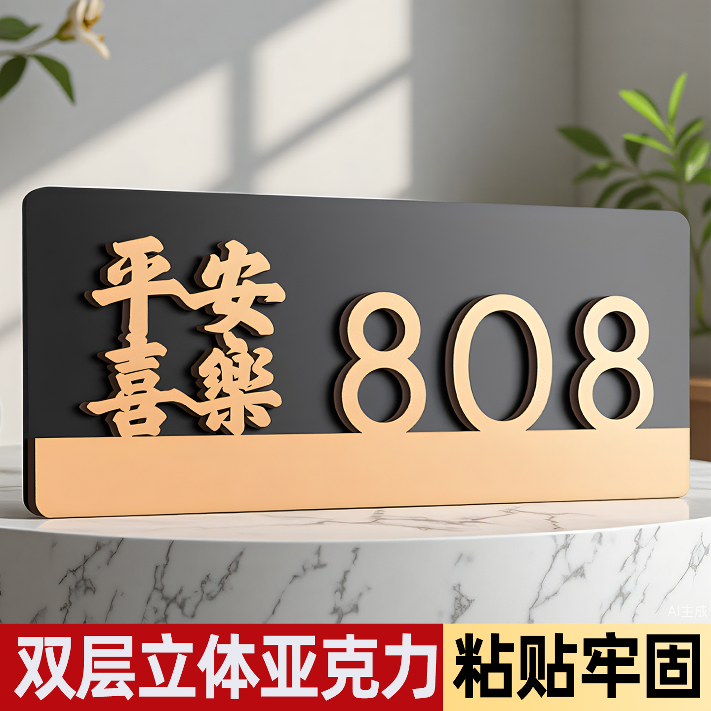 家庭入户门牌定制数字号码牌亚克力高级感轻奢创意房号数字贴平安喜乐2025新款酒店宾馆出租房门牌号标识牌