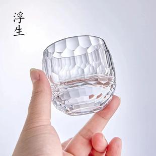 水晶钻石切割龙蛋刻面杯茶杯高档茶具手工轻奢主人杯家用客杯现代