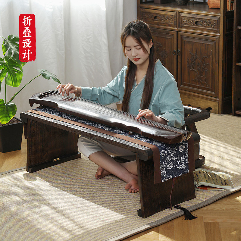 可折叠桐木古琴桌凳禅意共鸣矮琴桌便携式古筝桌中式国学桌膝琴桌