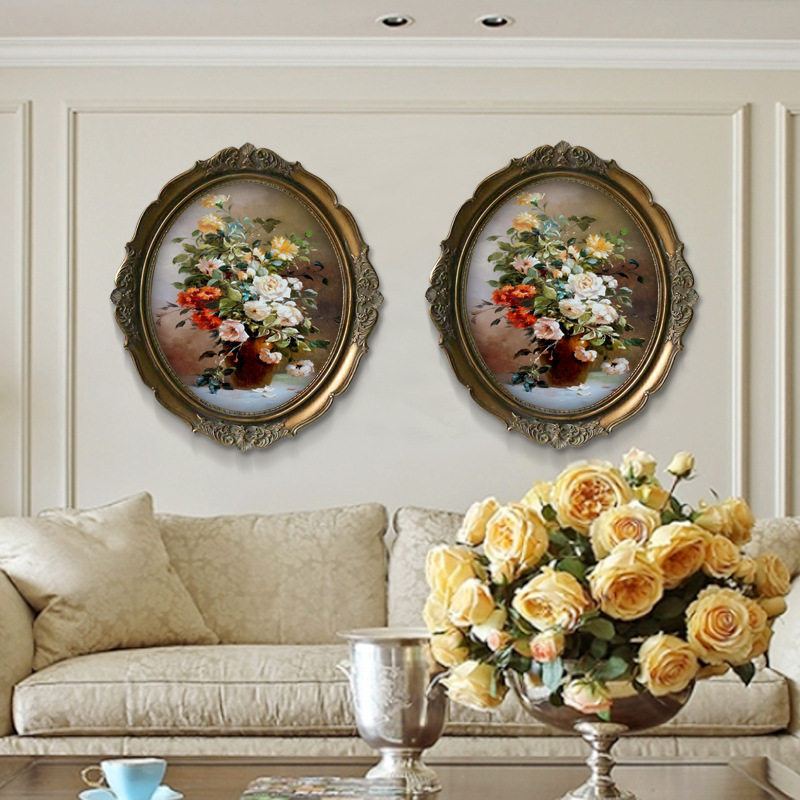 复古装饰画欧式花卉挂画轻奢壁画餐厅卧室房间墙画法式玄关油画