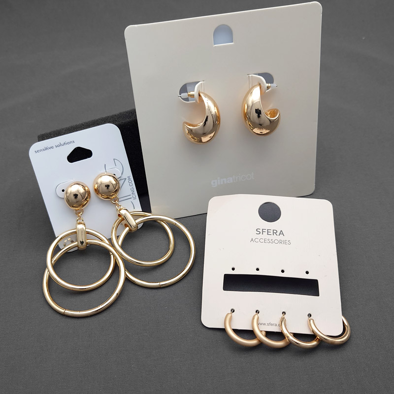 金色系圈圈耳环欧美极简风青岛耳饰女流行质感合金上档次时尚配饰