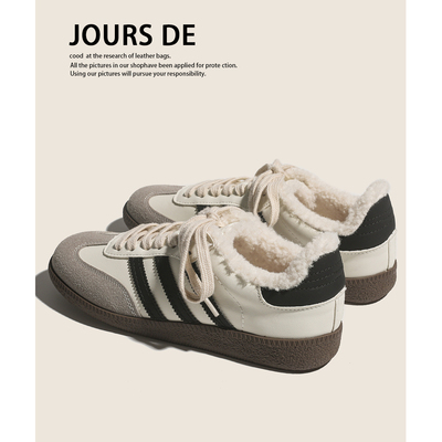 真皮~加绒保暖内增高德训鞋女