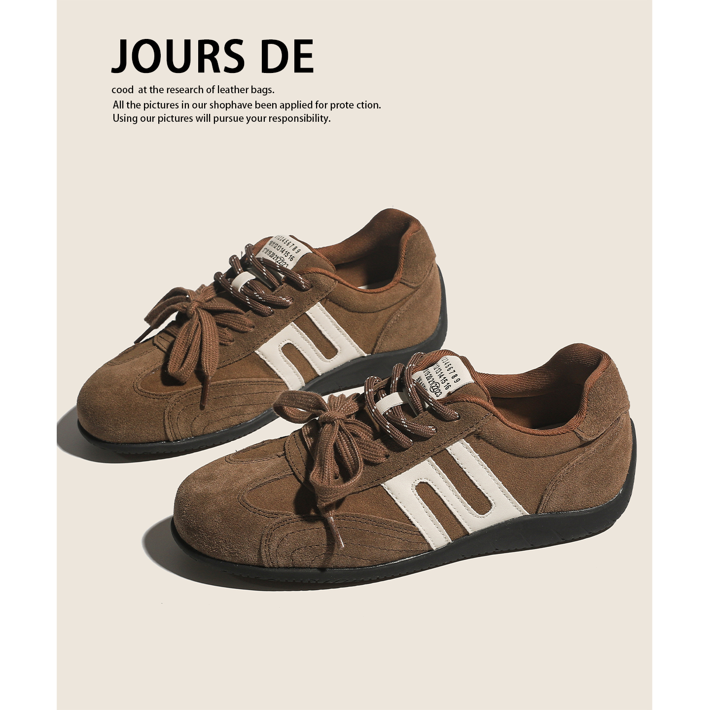 牛皮~复古棕色平底学生德训鞋女