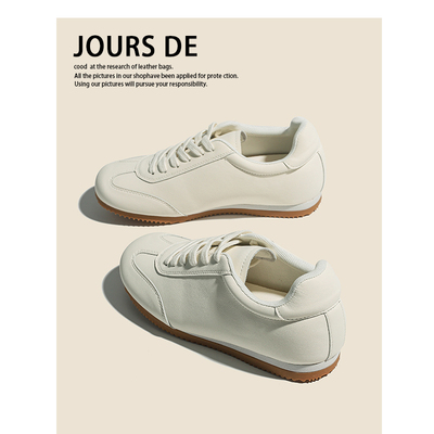 真皮版~学生内增高德训鞋女软底复古阿甘运动板鞋轻便休闲小白鞋