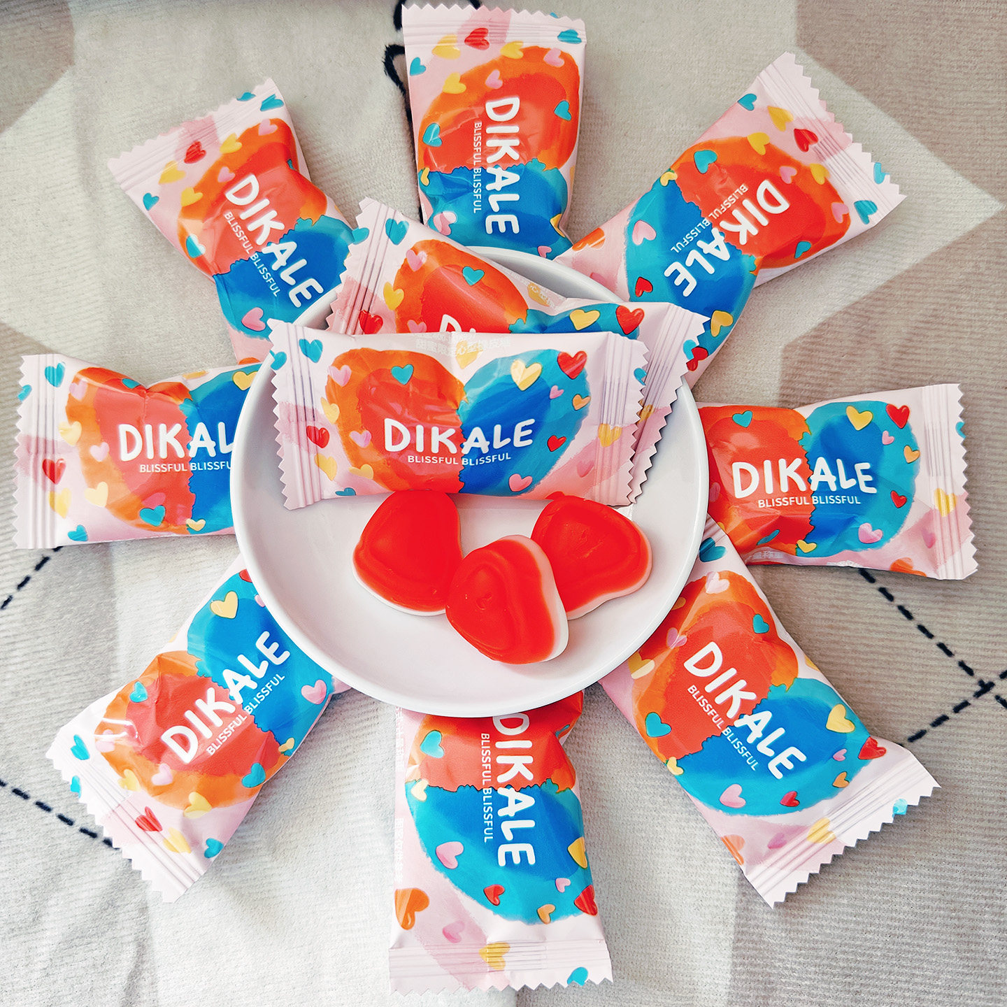 DIKALE甜蜜限定心型橡皮糖解馋软糖小吃糖婚庆喜糖订婚宴年货招待