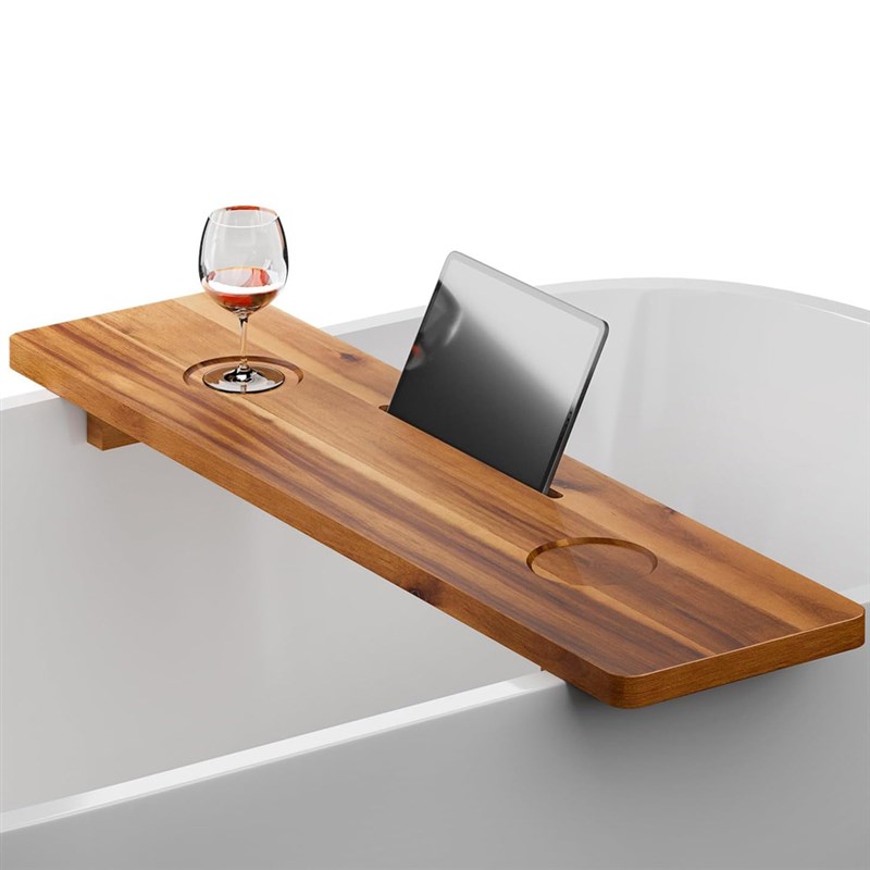 跨境新款木制浴缸托盘 胡桃木浴缸收纳置物架木质红酒支架卫浴架