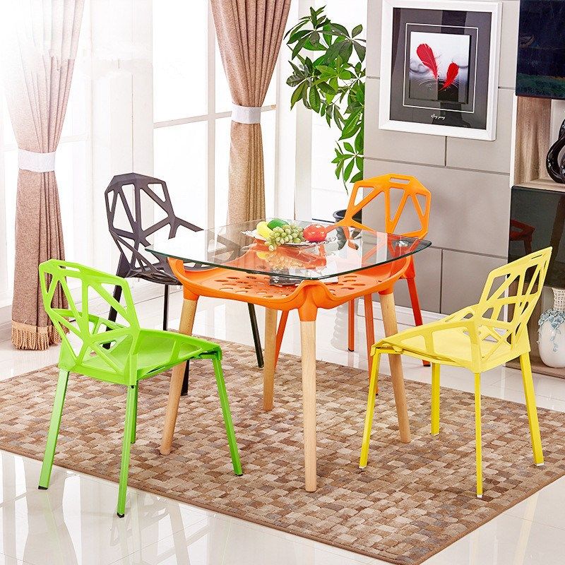 现代简约阳台桌 家用玻璃方桌 正方形实木餐桌 咖啡厅洽谈桌