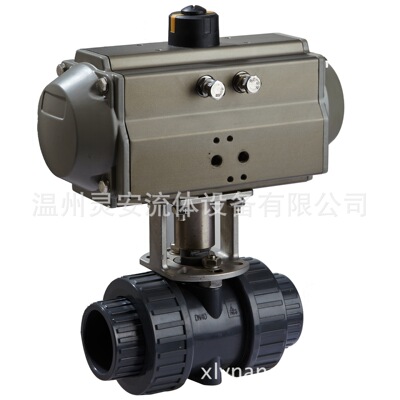 DN25气动塑料球阀 UPVC双由令PPH法兰螺纹防腐化工酸碱PVDF球阀