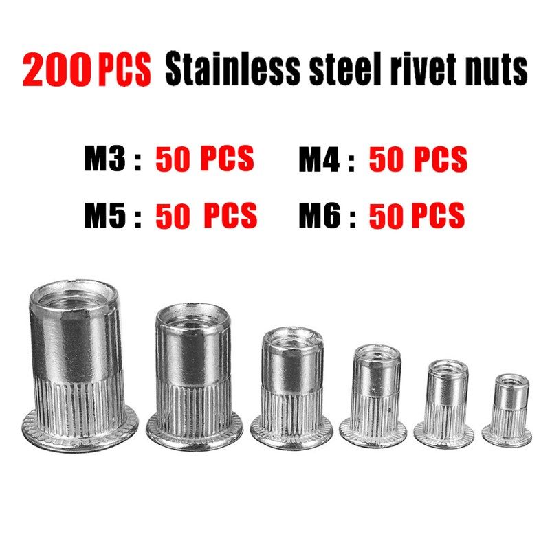 工厂盒装200PCS不锈钢拉铆螺母沉头竖纹铆钉螺母M3M4M5M6