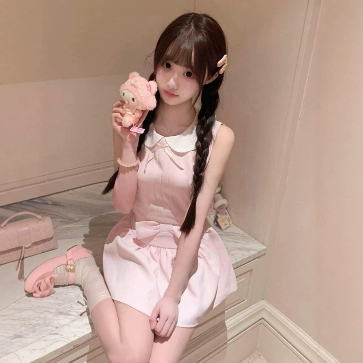 甜美miu系灰色夏装两件套