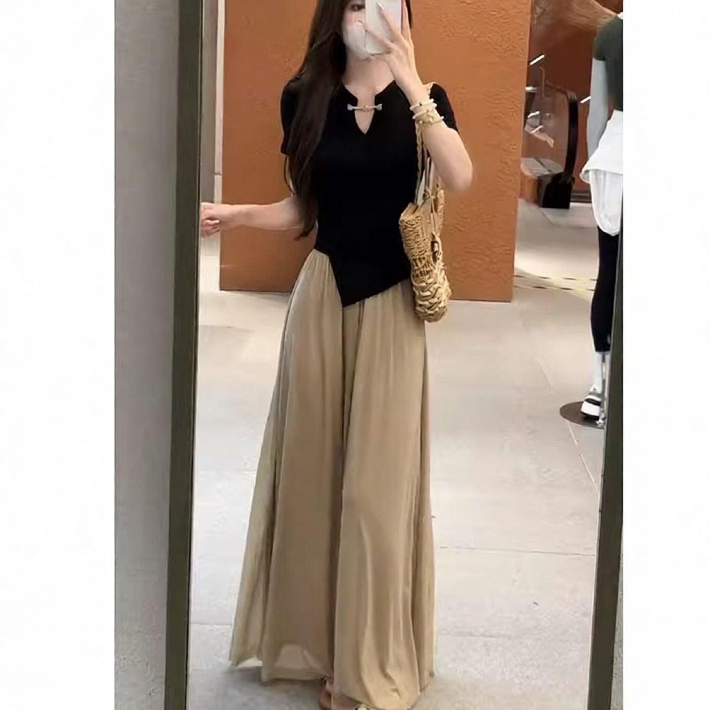 夏季温柔奶乖黑色两件套
