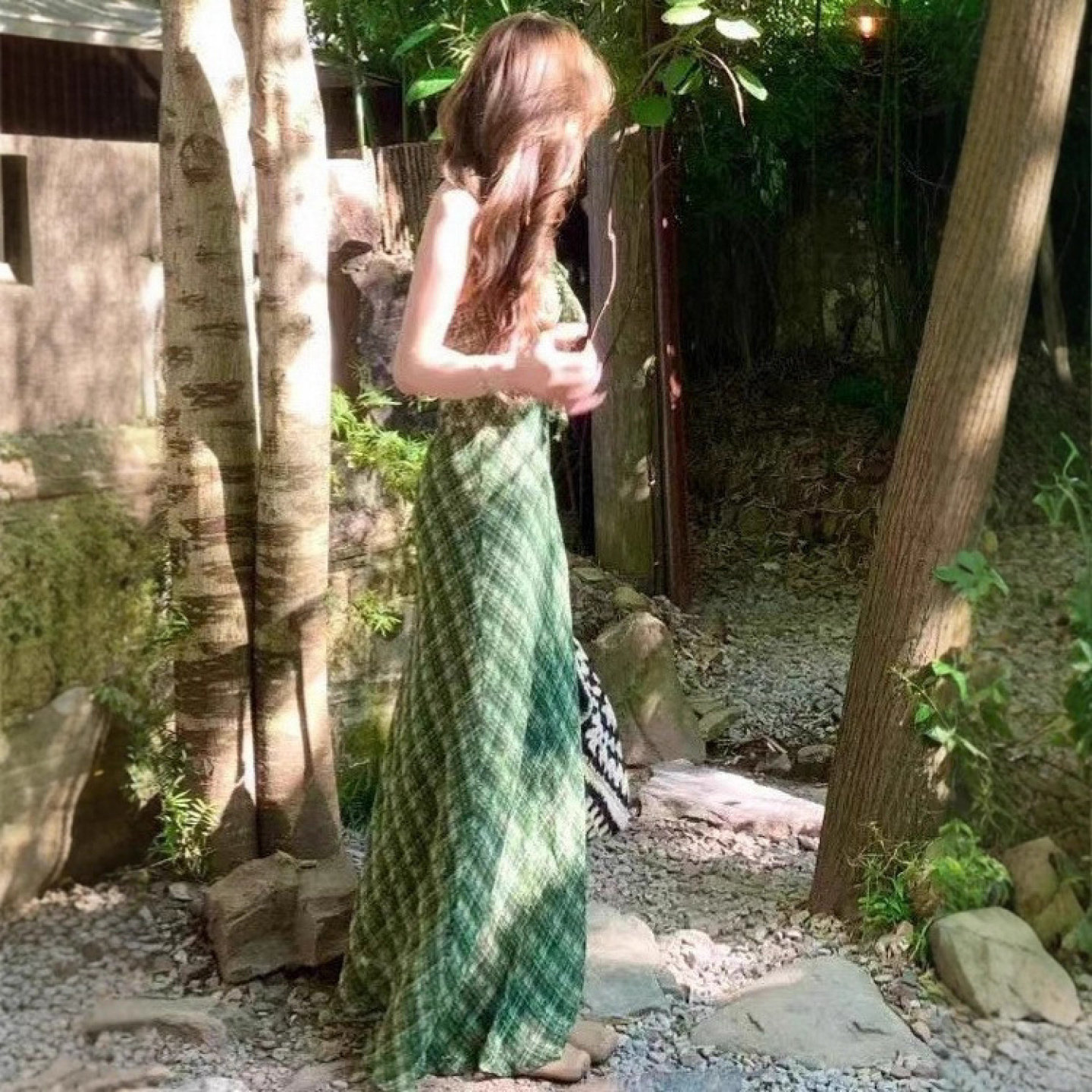 法式碎花收腰泡泡袖茶歇裙