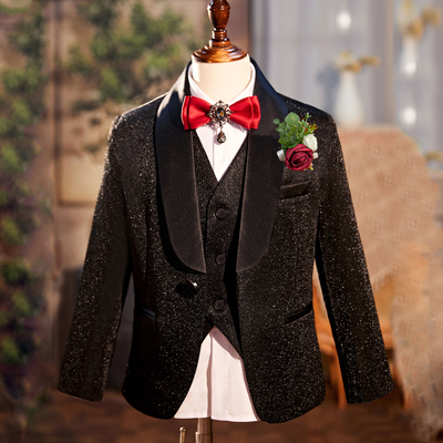 爱雅杨高档亮丝男童汉服套装演出