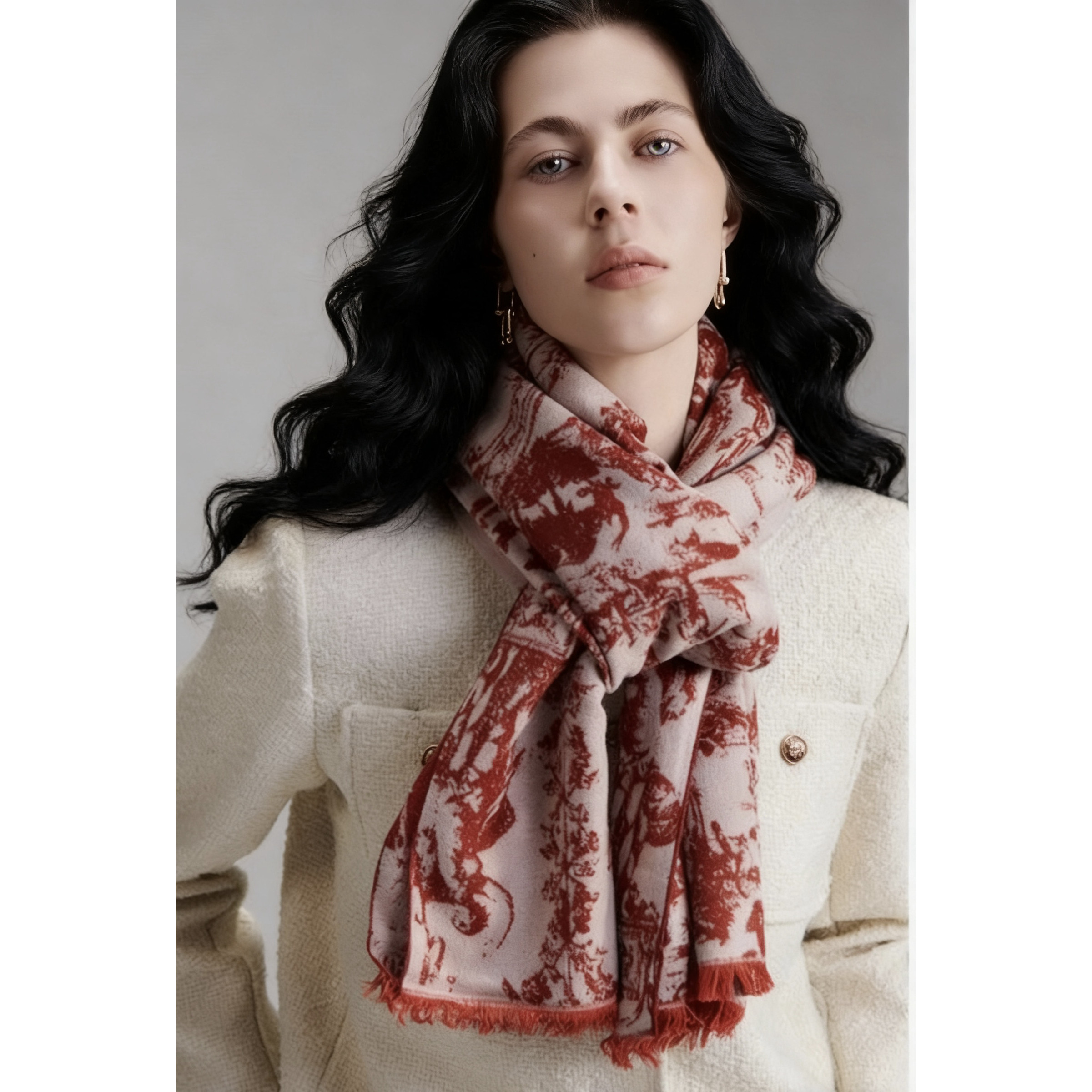 100%桑蚕丝|针织真丝披肩|高端色织提花工艺秋冬围巾披肩60X180