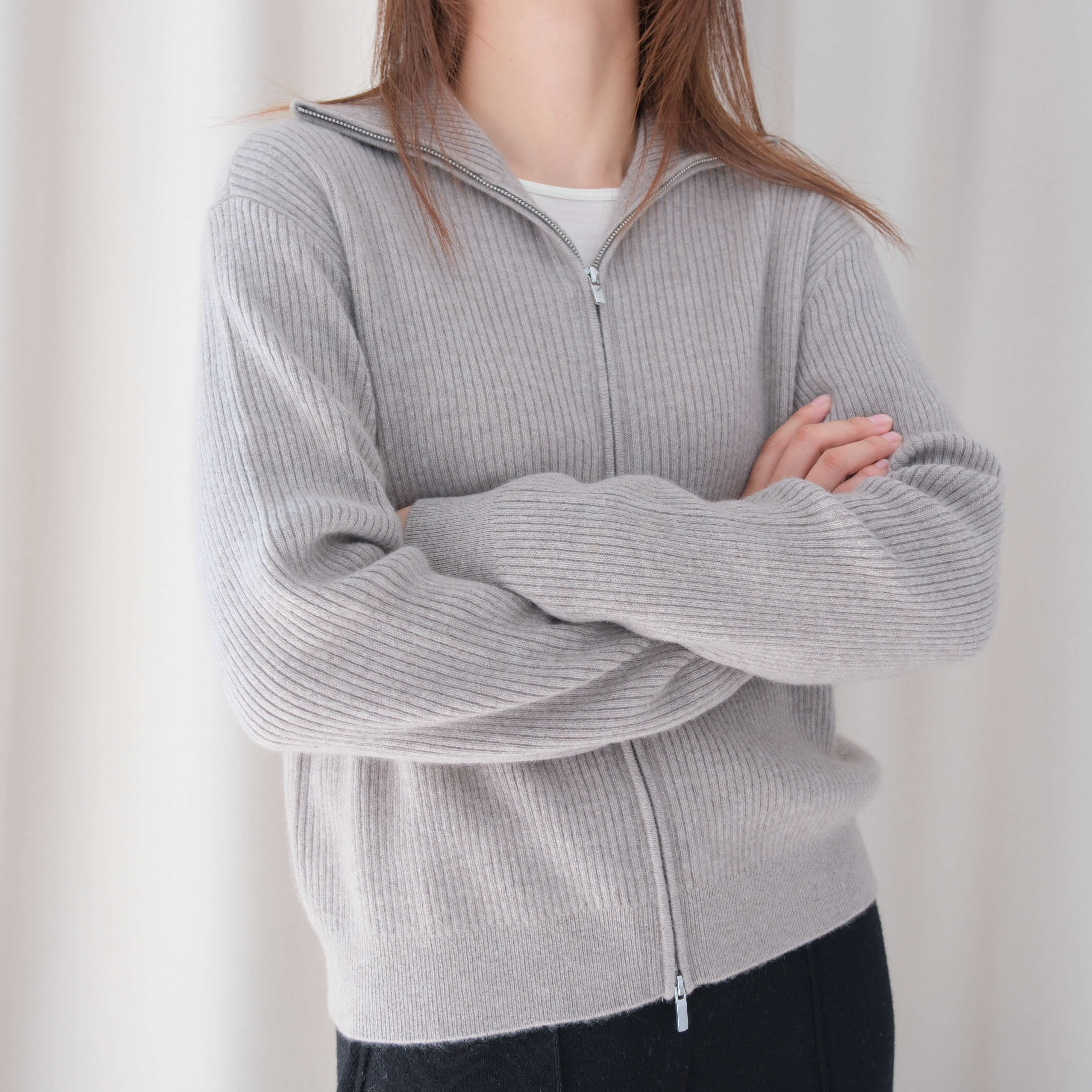 BC老钱经典坑条开衫|100%山羊绒外套上衣|101039L码340克