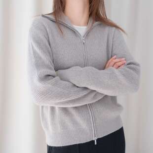 101039L码 100%山羊绒外套上衣 340克 坑条开衫 BC老钱经典