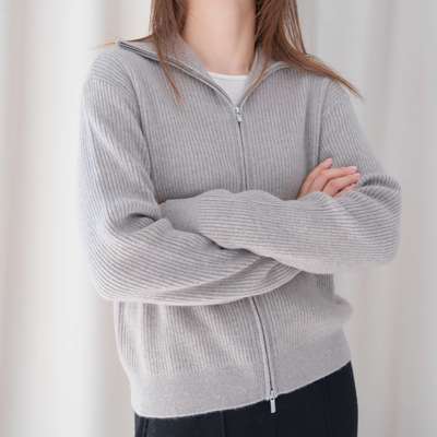 BC老钱经典坑条开衫|100%山羊绒外套上衣|101039L码340克