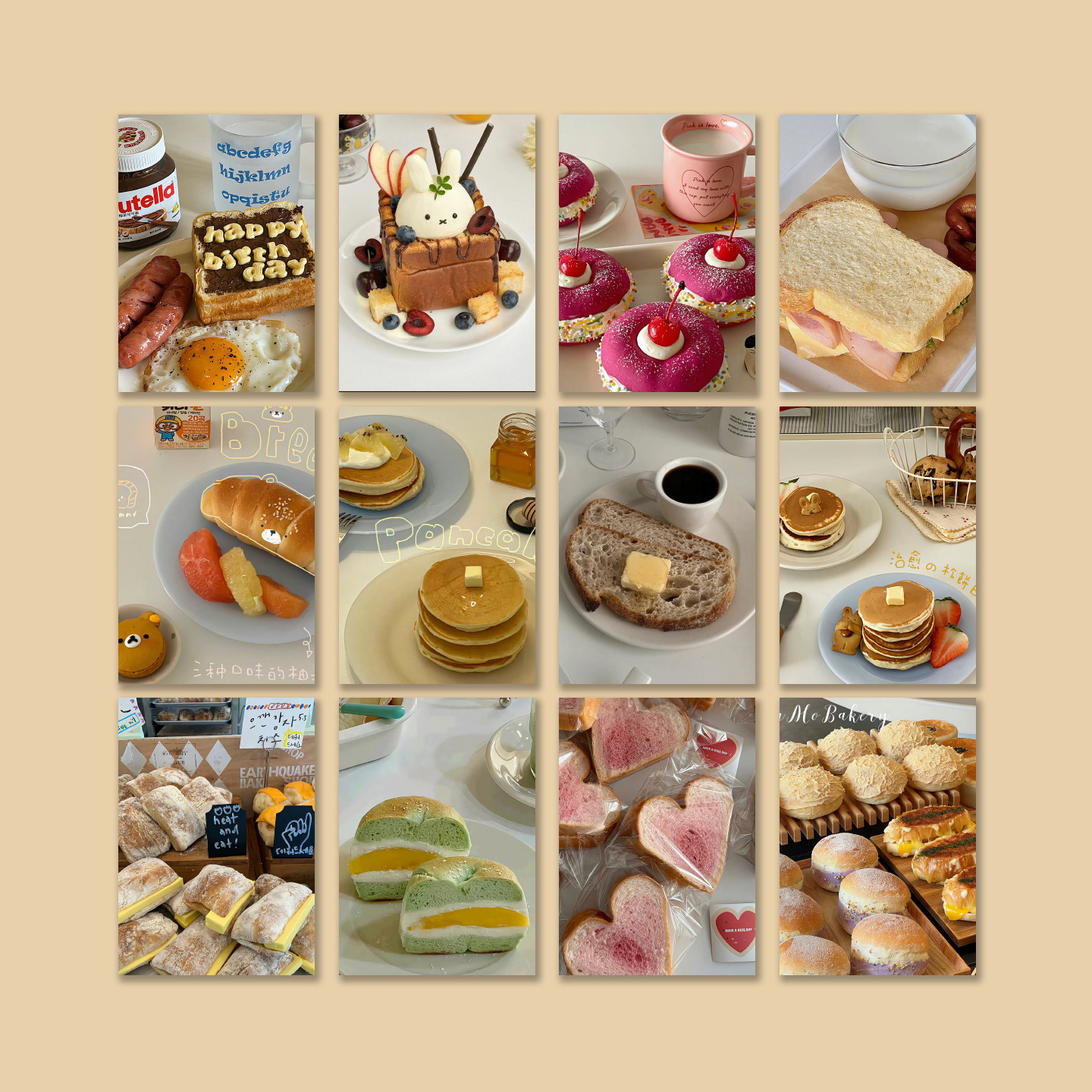 美食卡片面包蛋糕明信片墙面装饰画氛围感卧室布置ins拍照背景