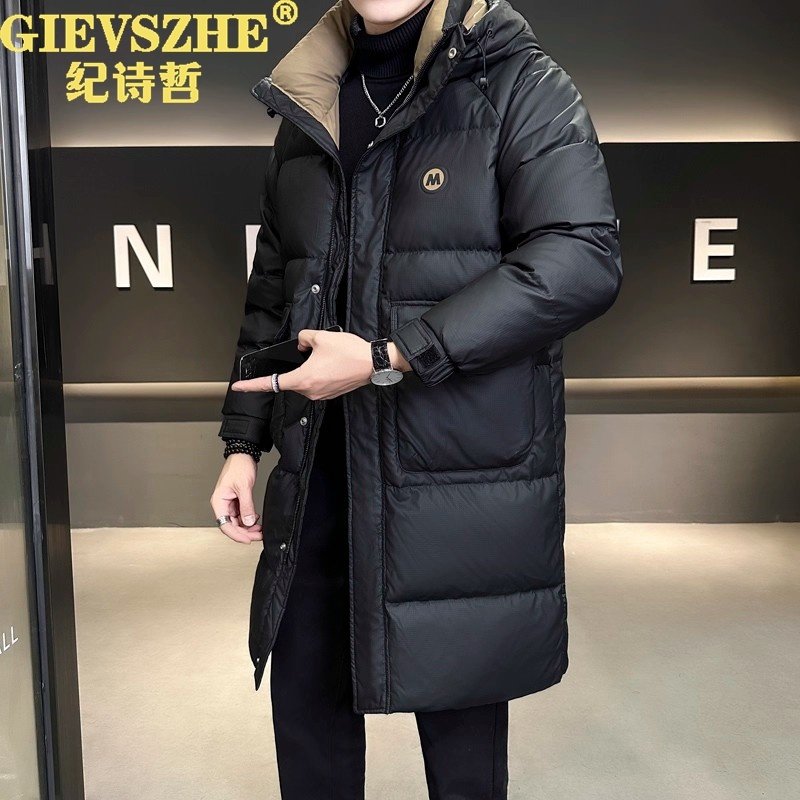 纪诗哲羽绒服男中长款冬季2025新款潮牌高级感大码加厚连帽外套