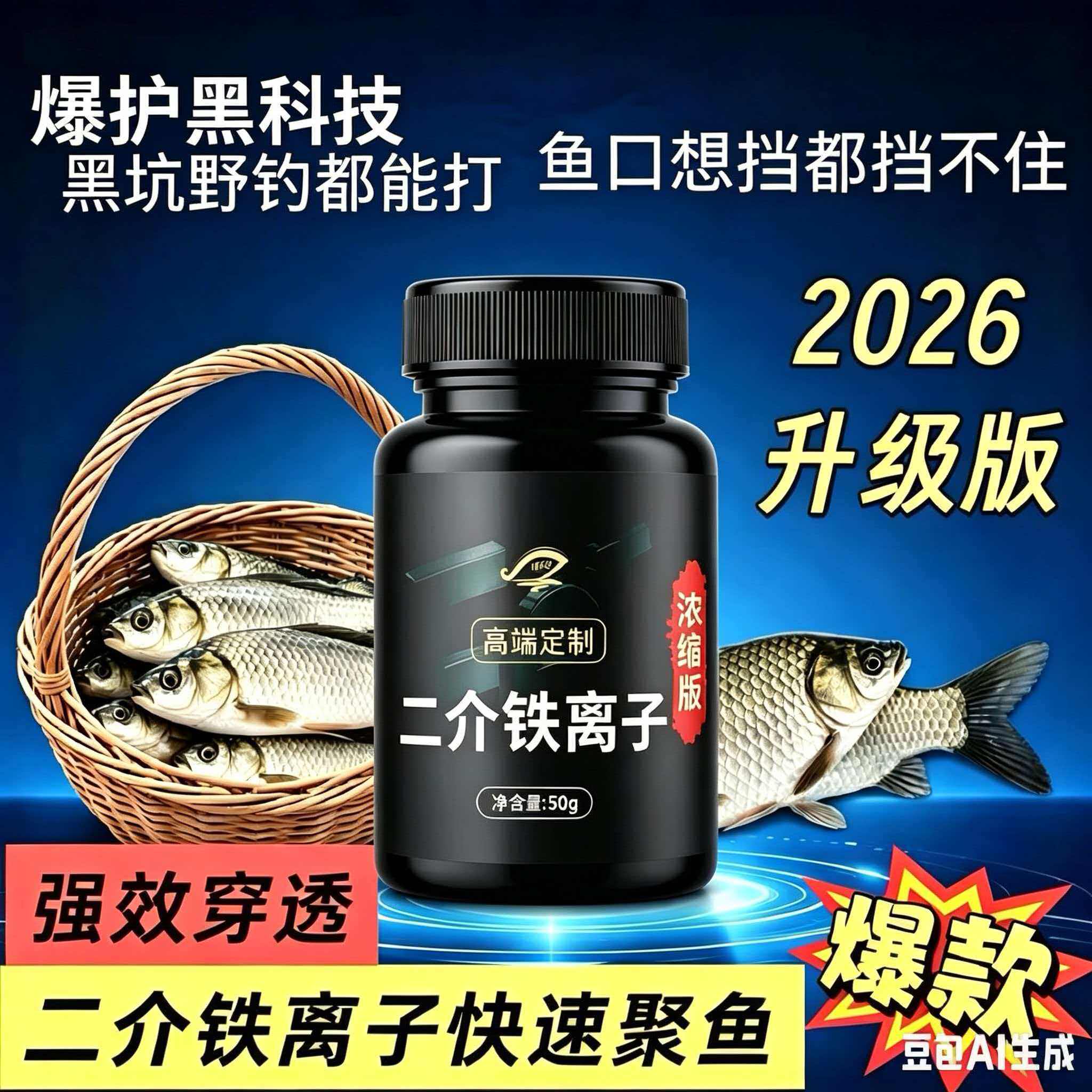 二介铁离子钓鱼饵料添加剂二价铁离子诱鱼剂小药黑坑硫醚沙星正品