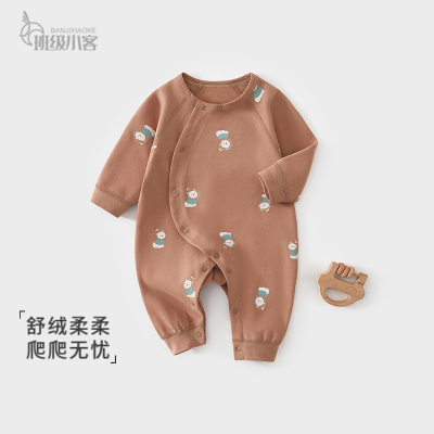 婴儿连体衣秋冬季舒绒棉贴身男女宝宝保暖居家睡衣冬季打底爬爬服