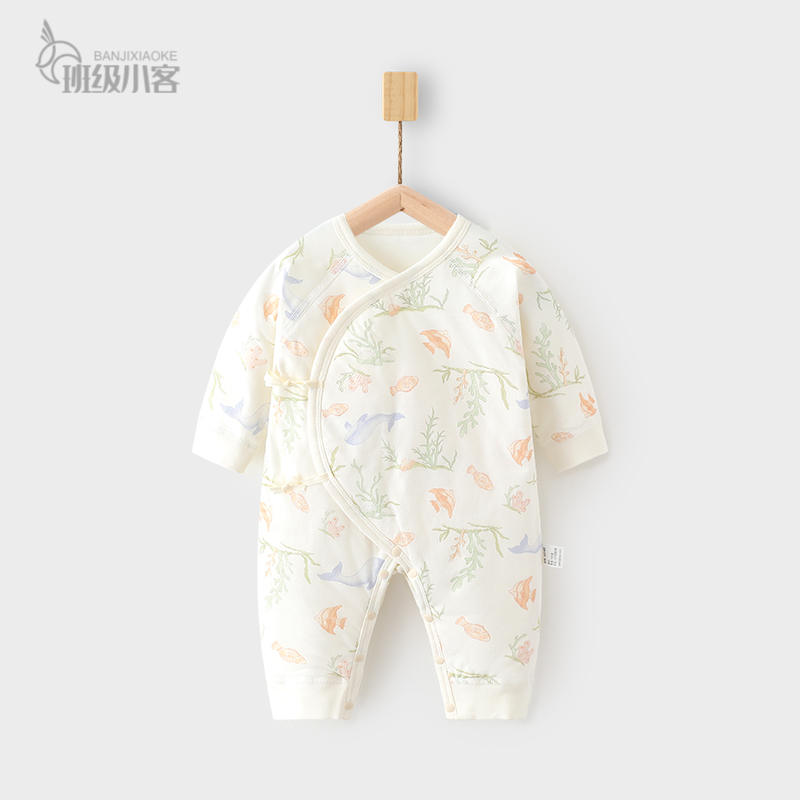 婴儿夹棉连体衣冬季宝宝保暖蝴蝶衣秋装新生儿0-6月衣服52码哈衣