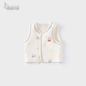 婴儿保暖马甲秋冬季 宝宝三层夹棉儿童坎肩马夹新生儿外穿纯棉背心