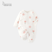 婴儿蝴蝶衣夹棉加厚60克纯棉哈衣0 新生儿衣服秋冬季 新款 3月爬服