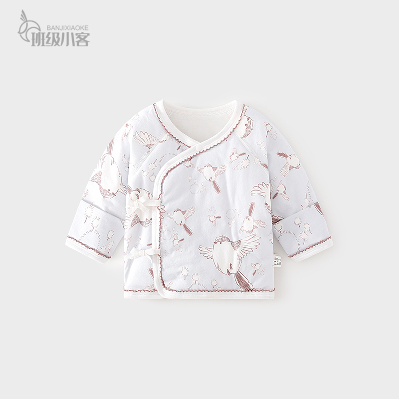 新生婴儿夹棉半背衣40g纯棉a类秋冬款薄棉和尚服宝宝保暖上衣52码