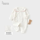 新生儿连体衣秋冬纯棉和尚服系带婴儿衣服初生宝宝哈衣52吗蝴蝶衣