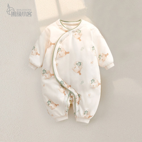 新生婴儿连体衣保暖夹棉冬款宝宝哈衣纯棉加厚男女宝宝衣服爬服