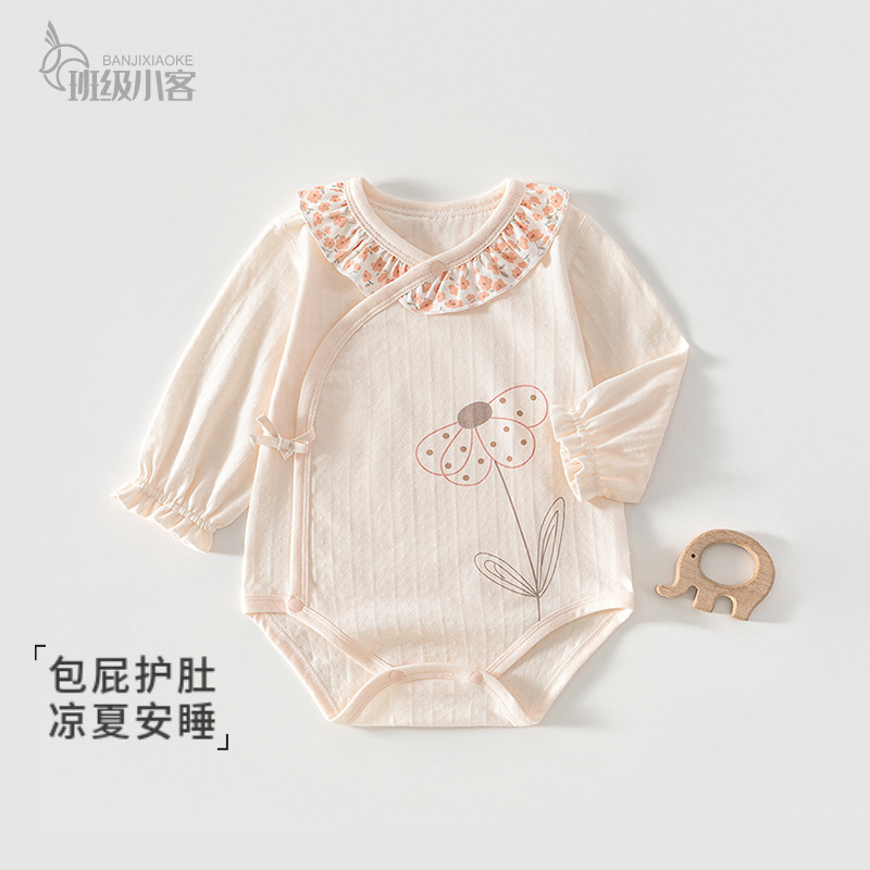 女宝宝婴儿包屁衣夏季薄款三角哈衣新生儿长袖连体衣外穿透气爬服图片