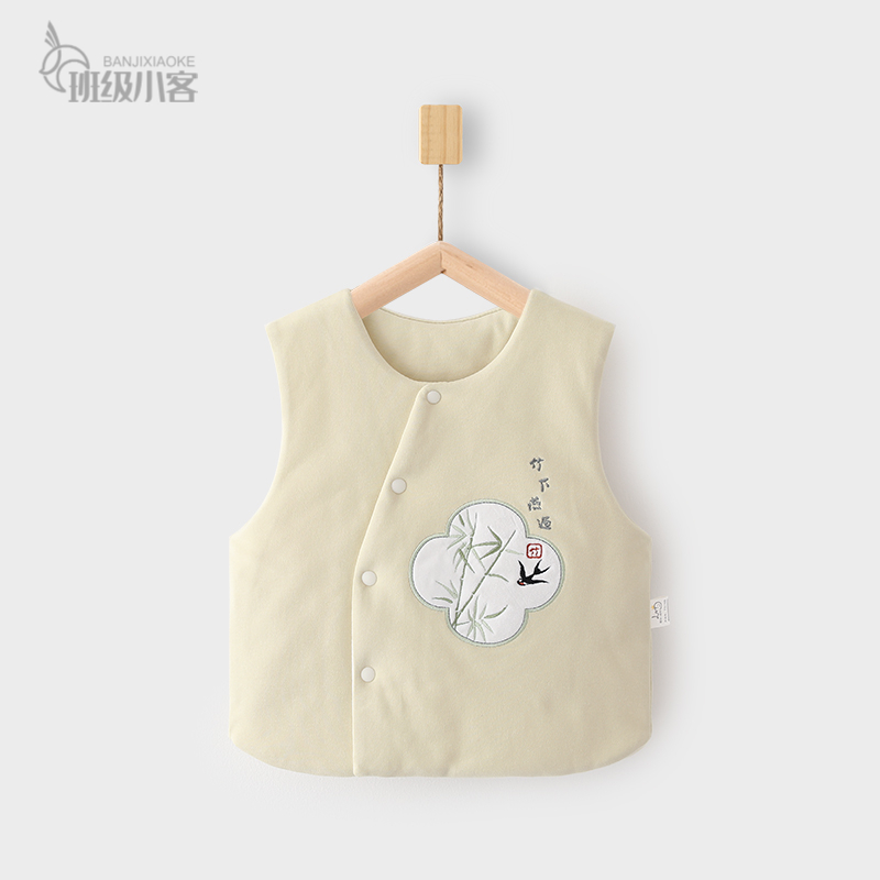 宝宝小马甲背心秋冬款夹棉新生婴儿护肚马夹加厚保暖上衣马甲66码
