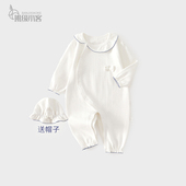 女宝宝外出服新生儿带帽长袖 婴儿连体衣秋季 新款 包屁衣纯棉哈衣