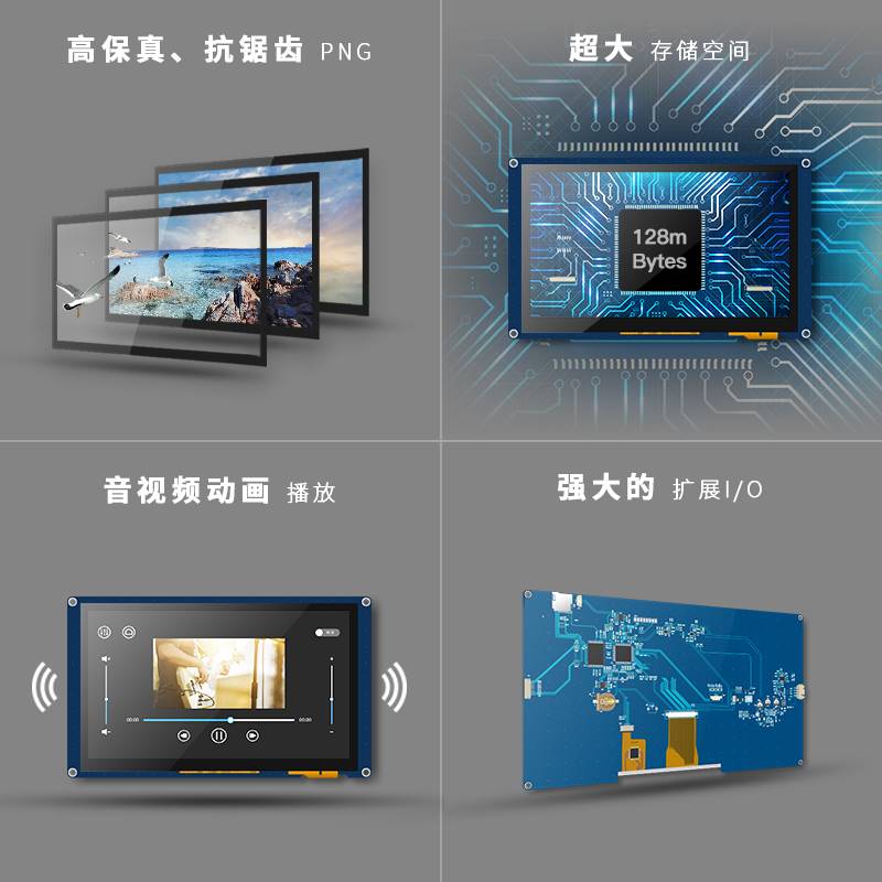淘晶驰X5 7寸串口电容触摸组态液晶显示屏支持音视频TTL/232接口