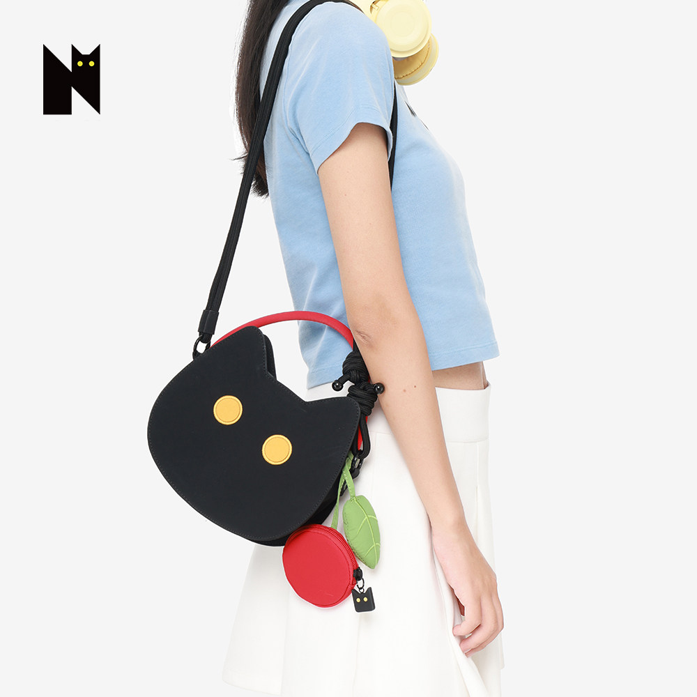 NOXXON2026通勤休闲单肩包女轻奢超轻腋下小众黑色猫咪斜挎包小型