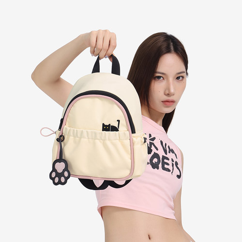 NOXXON可爱白色高中小书包日系休闲超轻小型迷你背包女式小双肩包