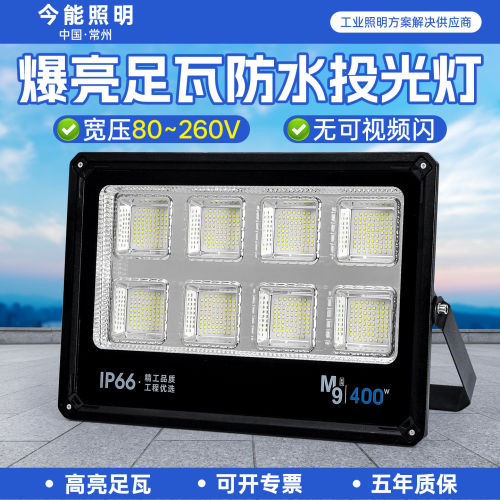 led工程照明投光灯户外射灯防水探照灯足瓦白光超亮工地厂房车间