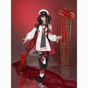 原神海灯节cos胡桃宿雪桃红cosplay香菱岁夜欢哗cos原神角色cos服