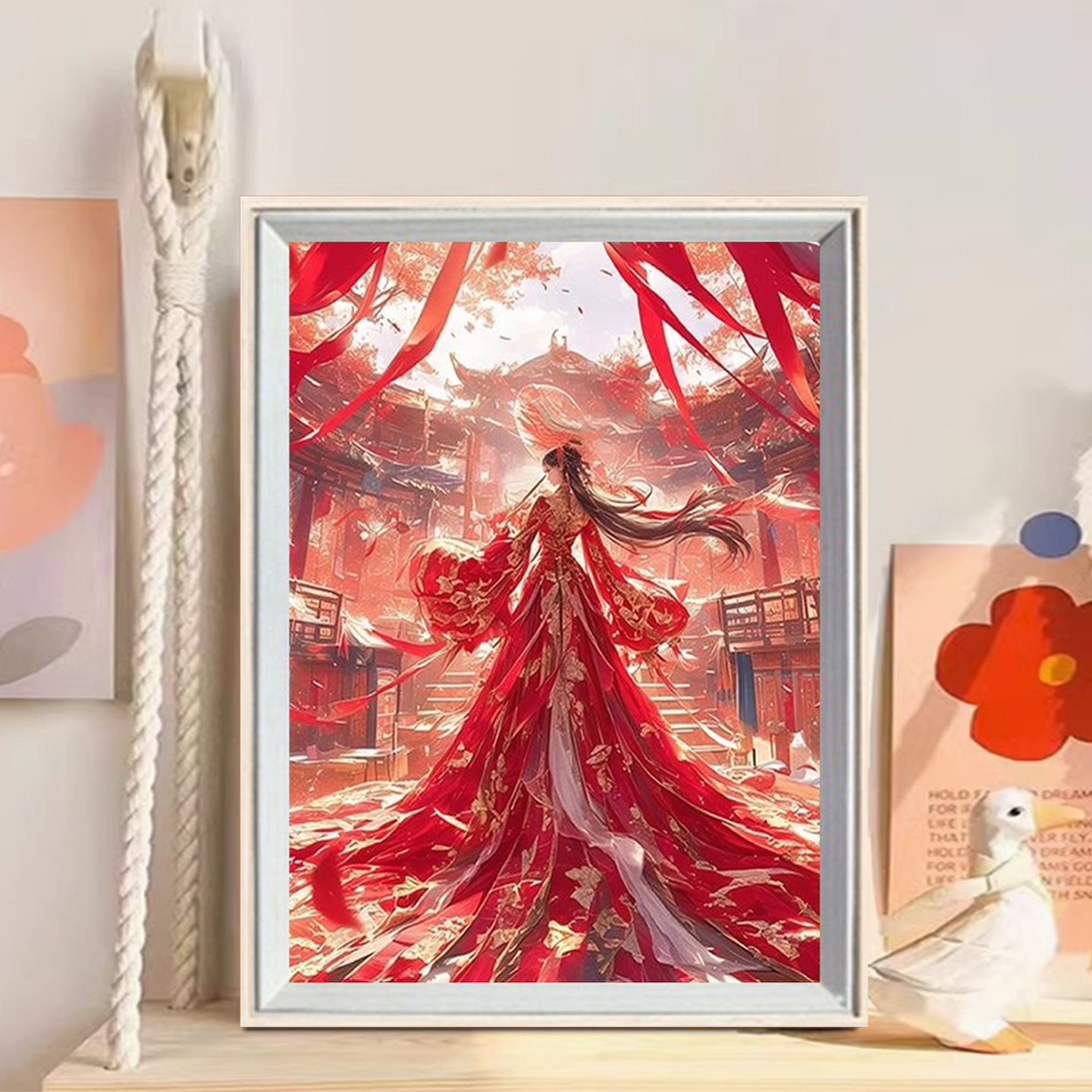 国潮国风婚礼婚服2025新款钻石画满钻手工diy点贴人物5d客厅带框