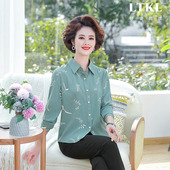 中老年人衬衣上衣服秋装 2025新款 中年妈妈显气质洋气长袖 中年女士