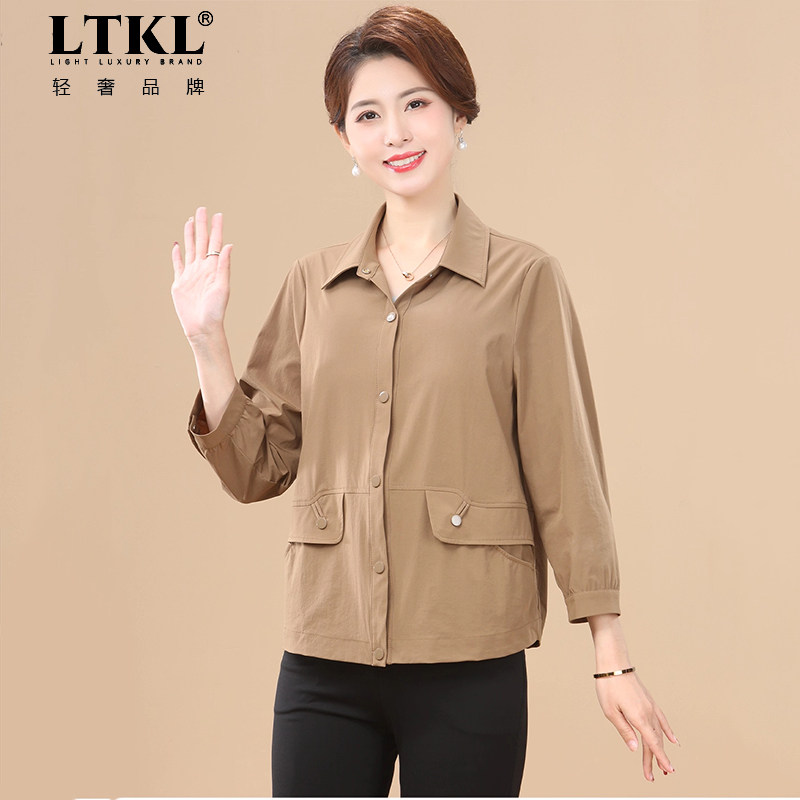 女士中老年女2025秋装新款薄外套时尚中年妈妈款风衣短上秋季爆款