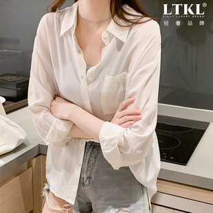 透氣防曬服時尚 襯衫 防曬衫 上衣夏季 襯衣寬松開衫 防曬衣女2025新款