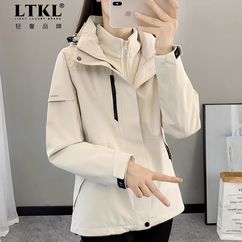 冲锋衣女2025春秋新款韩版三合一可拆卸外套防风防水西藏登山服男