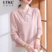 针织上衣服 妈妈秋装 中老年女装 打底小衫 早秋纱袖 端庄大气2025新款