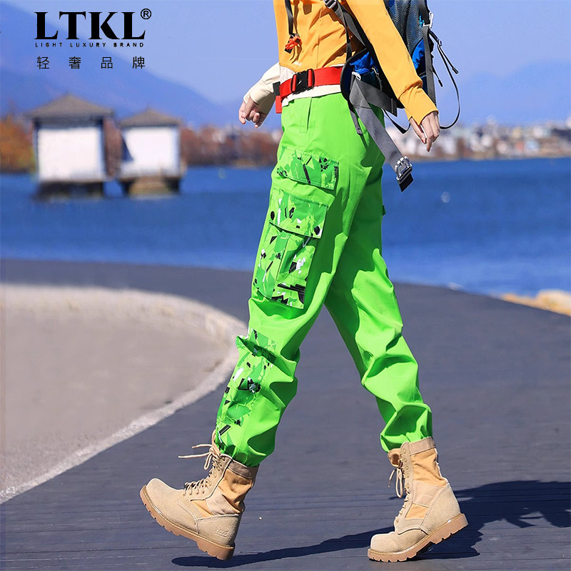 休闲款迷彩拼色裤防风防水全压胶束脚耐磨透气冲锋长裤女士