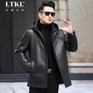 新款 外套 真皮衣男进口水貂内胆整貂皮毛一体派克服皮草大衣中长款