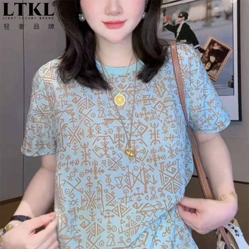 夏季雪纺衫减龄洋气妈妈宽松T恤