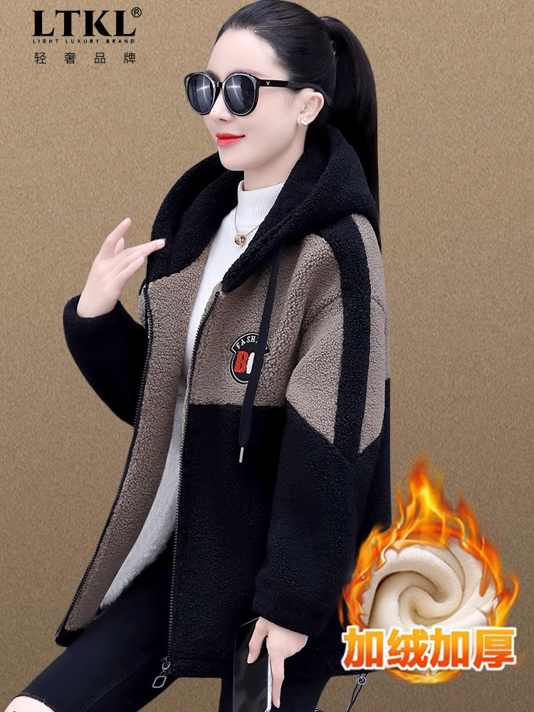 摇粒绒外套女秋冬2025新款爆款夹棉加厚卫衣漂亮加绒女士棉衣棉服