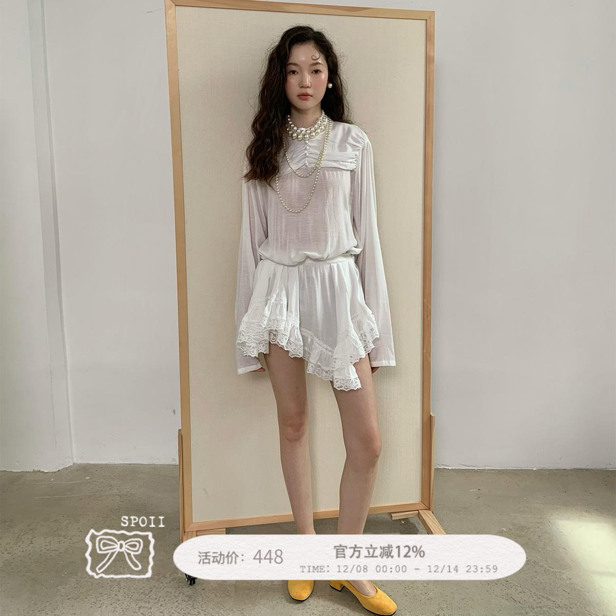 原创设计白色长袖连衣裙